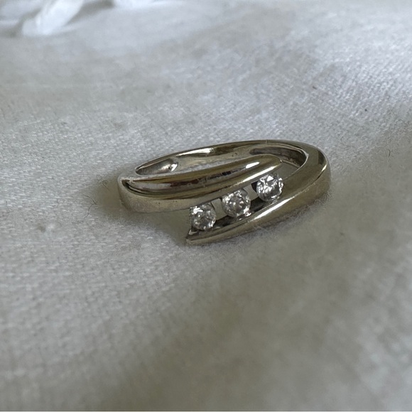 Rose Gold Ring with Diamonds - Asymmetrical Design and Diamonds #RoseGoldRing - Picture 2 of 3